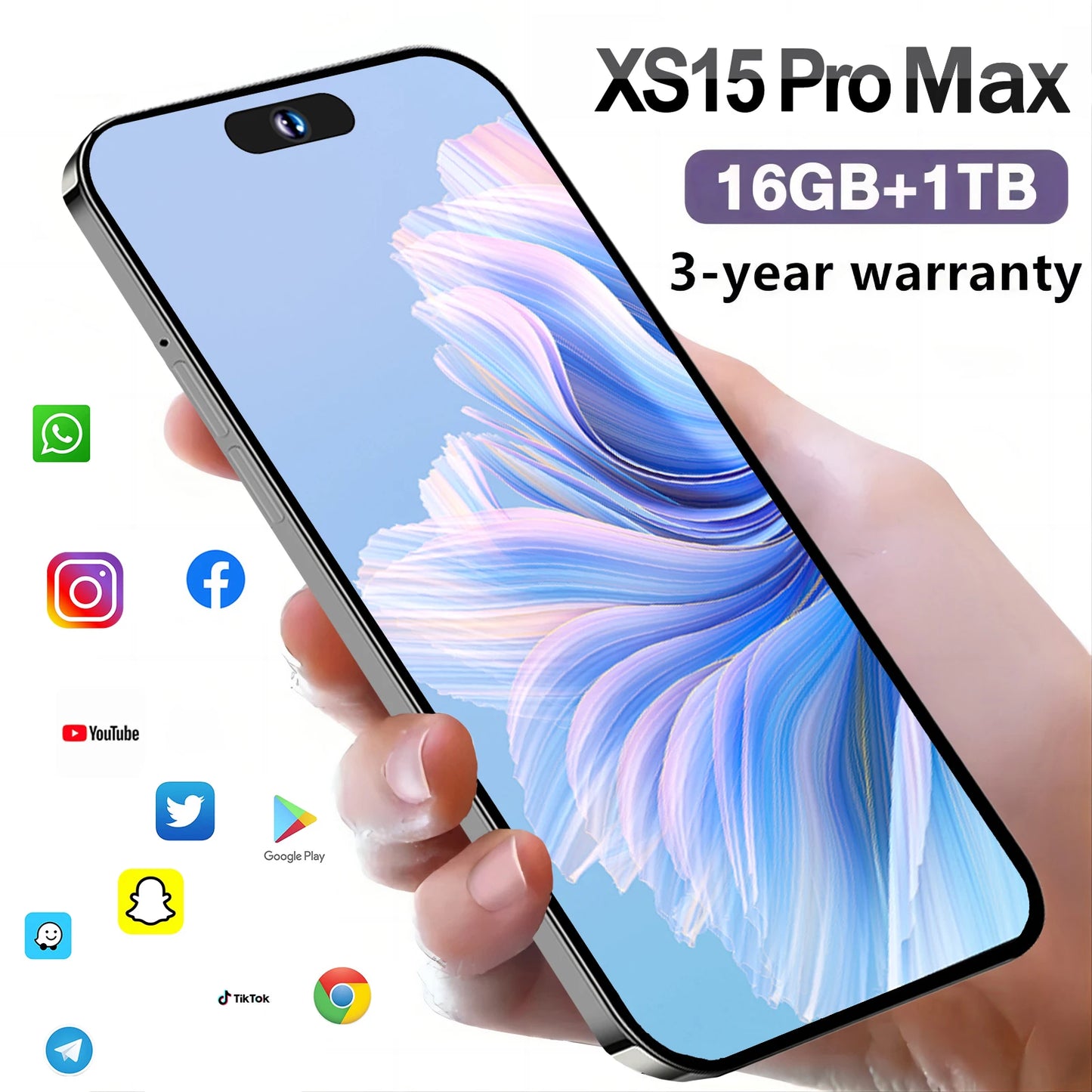 Original For Brand Smartphone 7.3 inch New XS15 Pro Max Full Screen 4G 5G Cell Phone 7800mAh Mobile Phones Global Version