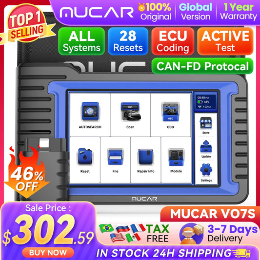 MUCAR VO7 VO7S Professional Car Diagnostic Tools Automotive Obd2 Car Scanner Auto Diagnosis Tool ECU Coding Active Test 28 Reset