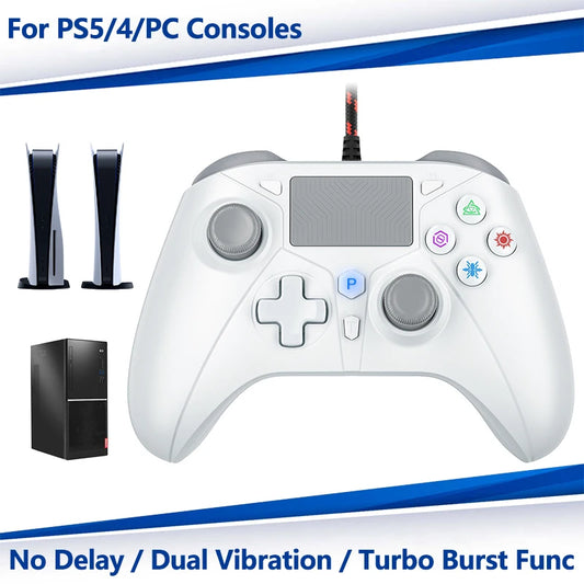 2m Wired Gamepad For PS5/4/PC Console W/ Turbo Dual Vibration Controller No Delay Instant Connect Game Control Accessories