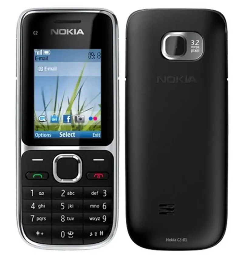 Nokia C2 C2-01 feature Phone English&Hebrew Keyboard Support The Logo on Button Unlocked 2G 3G Cellphone used phone