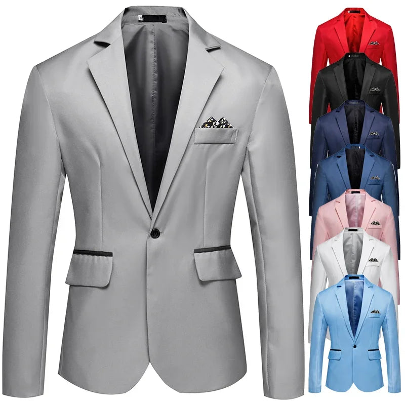 Men's Suit Business Casual No Iron Single Row Single Button Split Collar Wedding Party Coat Slim Fit Office Blazer blazersets