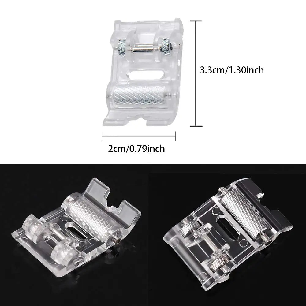 2pcs Roller Sewing Machine Presser Foot Plus Non-Stick Zigzag Presser Foot for Singer Brother Low Shank Sewing Machine