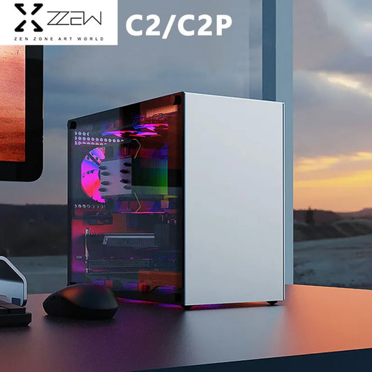 ZZAW C2 C2P M-ATX Computer Case Side Transparent MINI-ITX All Aluminum Desktop Office Small Chassis Supports Long Graphic Card