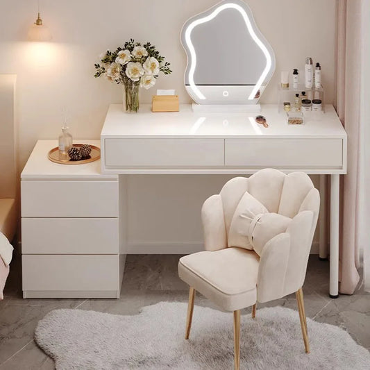 Girls Women Makeup Vanity Table Dresser Stand Drawer Mirror Makeup Table Bedroom Cabinet Coiffeuse De Chambre Home Furniture