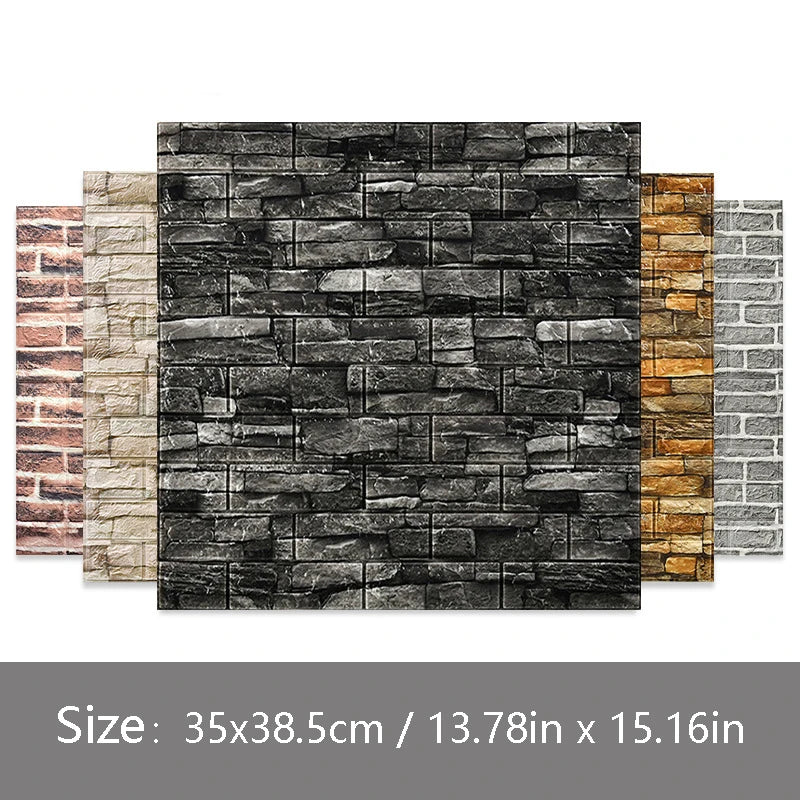 38.5cm*35cm 3D PVC Living Room Decoration Home Foam Self-adhesive Panels Waterproof Wall Sticker Brick Pattern Wallpaper