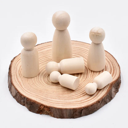 5Pcs Unfinished Wood Peg Dolls Bodies Women Men Wooden Peg Dolls Great for Arts and Crafts Home Nursery Decoration35/43/55/65mm