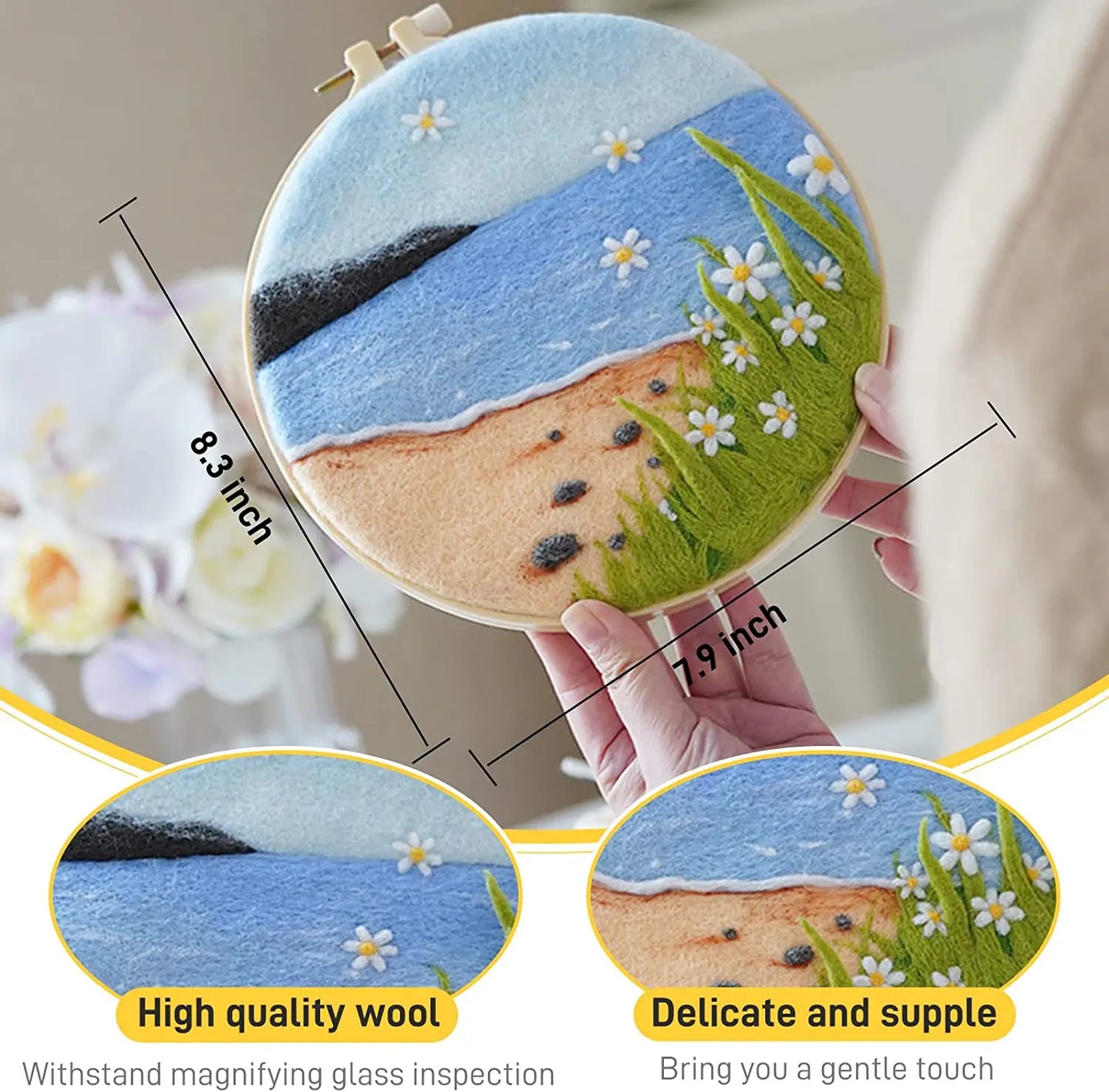 GATYZTORY DIY Wool Painting Embroidery Kit Creative DIY Wool Needle Felt Picture Kit Animal Craft Painting Gift For Mom Friends