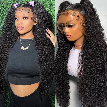 13x4 Jerry Curly Wig Lace Front Wig Deep Kinky Curly Human Hair Wigs Brazilian 4x4 Transparent Swiss Lace Frontal Closure Wigs