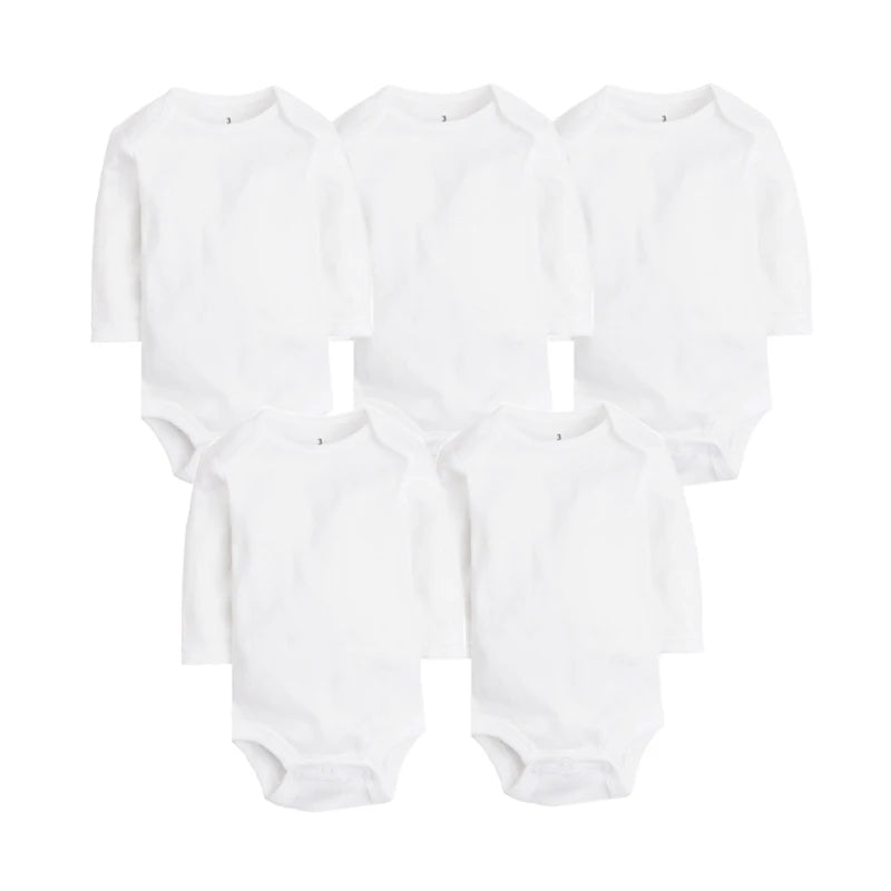 5/10 PCS/LOT Newborn Baby Clothing 2023 summer Baby Boy Girl Clothes 100% Cotton White Kids Infant Bebe Bodysuits & Jumpsuits