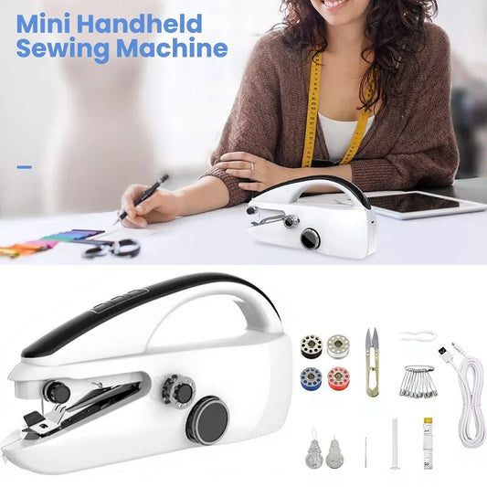 Electric Handheld Sewing Machine With Thread Trimmer 2 Speed Single Thread Stitching Mini Portable Sewing Small Gadget