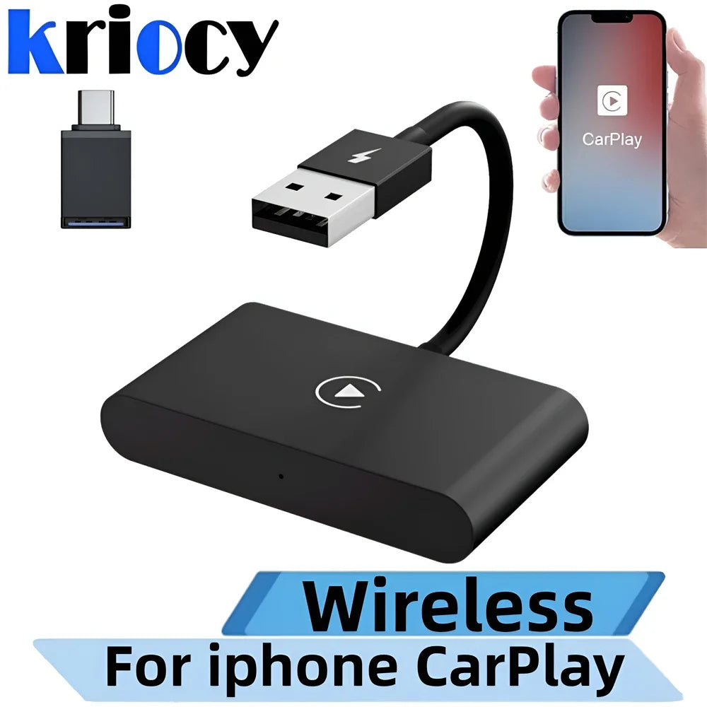 Wireless CarPlay Adapter/Dongle for Factory Wired CarPlay Cars Converts Wired to Wireless Easy to Use for iPhone Plug and Play