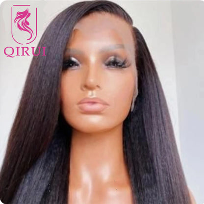 Brazilian Human Hair Silk Base Full Lace Wig Pre Plucked Light Yaki Silk Top Full Lace Human Hair Wig 130%-180%Density Baby Hair