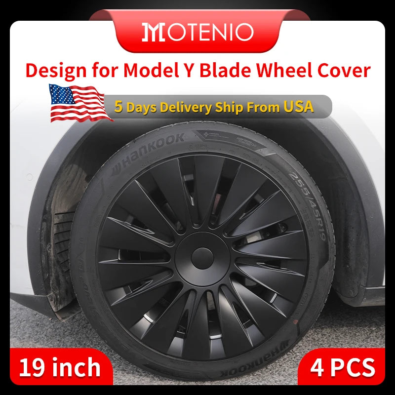 4PCS for TESLA Model Y 2019-2024 Vehicle Full Coverage Blade Wheel Cover Cap 19 Inch Hubcaps  Automobile Replacement Accessories