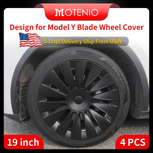 4PCS for TESLA Model Y 2019-2024 Vehicle Full Coverage Blade Wheel Cover Cap 19 Inch Hubcaps  Automobile Replacement Accessories