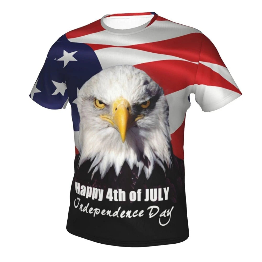 American Eagle T-Shirt for Men 3D Printed Patriot American Flag Shirt Top Sports Run Top American Street Features Plus Size Top