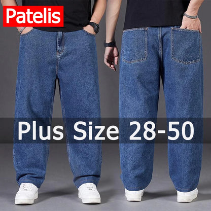 Plus Size Jeans for Men Джинсы Мужские Pantalones Vaqueros Hombre Wide Leg Jeans 30-50 Loose Long Pants Baggy Jeans