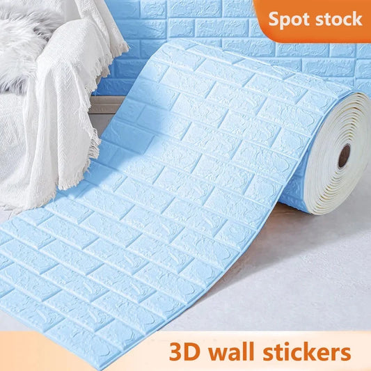 70cm*10m 3D Foam Wall Panel Brick Retro Wallpaper Ceiling Self Adhesive Wallpaper Background Wall Home Decoration