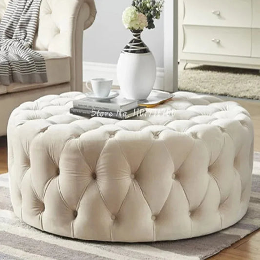 Modern Creative Small Sofa Leisure Fashionable Round Pouf Sofas Velour Soft Foot Step Change Shoe Stools Living Room Furniture