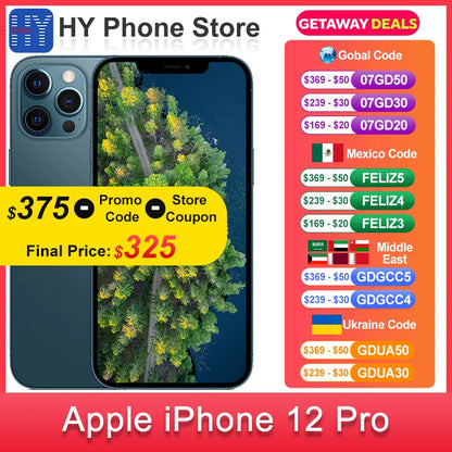 Apple iPhone 12 pro 128GB/256GB ROM Unlocked  A14 Bionic Chip With Face ID 6.1" 2532 x 1170 OLED Screen12MP Camera