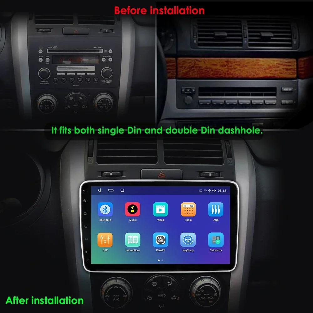 10.1'' 8+128G Rotatable 1 Din Car Stereo with GPS & CarPlay – Universal AutoRadio Multimedia HeadUnit