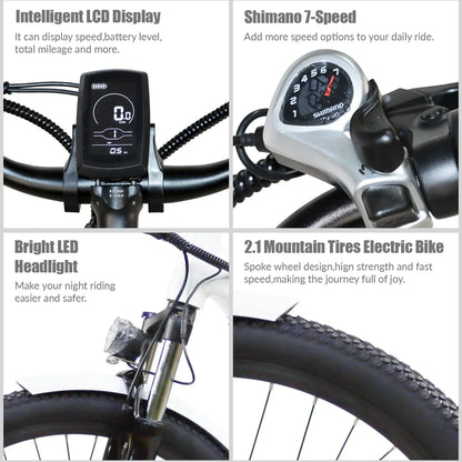 EU Stock Electric Bicycle 48V12AH 250W 500W Motor 26 inch Tire Mechanical disc brake Ebike City Road Beach Aldult Electric Bike