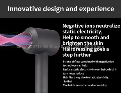 Leafless Hair Dryer New Professional With Flyaway Attachment Negative Ionic Premium Hair Dryers Multifunction Salon Style Tool