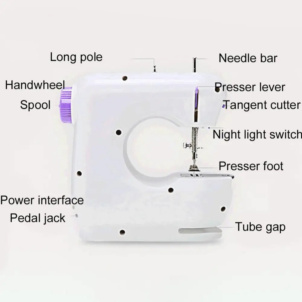 Mini Sewing Machines Portable Electric Household Stitching Sew Fabric Pedal Mini Foot Hand Table Model Sewing Electric Machine