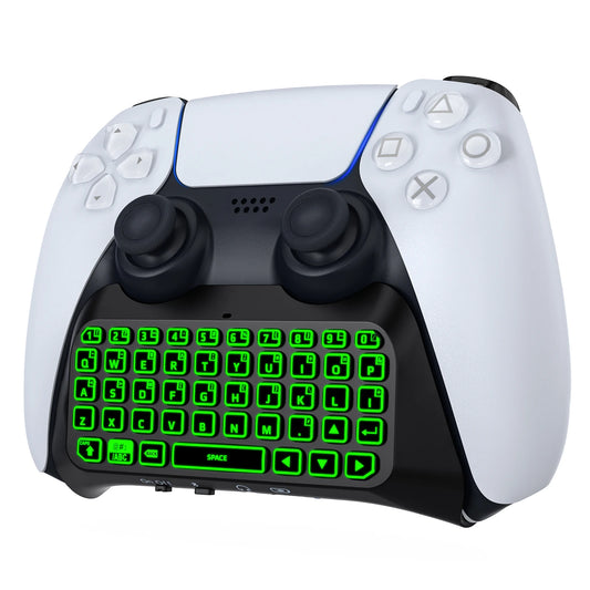 MoKo Keyboard for PS5 Controller with Green Backlight,Bluetooth Wireless Mini Keypad Chatpad for Playstation 5,Built-in Speaker