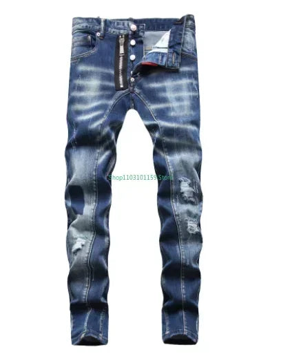 Y2K Mens Stretch Skinny Jeans Quality Street Fashion Slim Fit Jeans Male  Blue Denim Pants Men Skinny Ripped Jeans Size 44-54