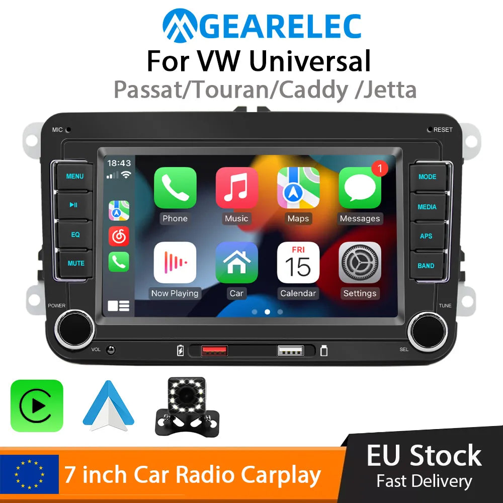 7" Wireless CarPlay & Android Auto Car Radio for VW Skoda Passat/Touran/Caddy/Jetta - Premium Android Multimedia Stereo Player