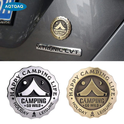 1Pcs Camping Metal Automotive Badge,Nice Car Decals,3D Round Automotive Badges Car Emblem Decals Compatible with Car Decorations