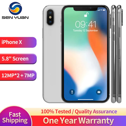 Original Apple iPhone X 4G Mobile Phone NFC 3GB RAM 64GB/256GB ROM 5.8" OLED Screen 12MP*2+7 MPA 11 Hexa Core iphone X CellPhone