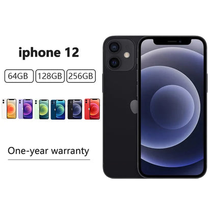 Original Apple unlock iPhone 12 face ID 6.1 5g Ram 64GB / 128GB / 256gb ROM smartphone OLED screen A14 Mobile