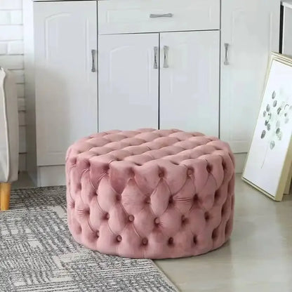 Modern Creative Small Sofa Leisure Fashionable Round Pouf Sofas Velour Soft Foot Step Change Shoe Stools Living Room Furniture