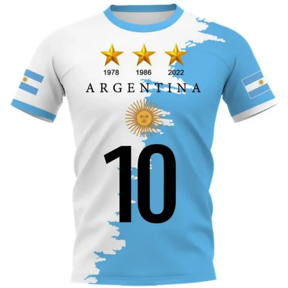 HX DIY Number Argentina Flag T-Shirt Fashion 3D Printed Short Sleeve Featured T-Shirts 2022 Casual Activewear Summer Tops