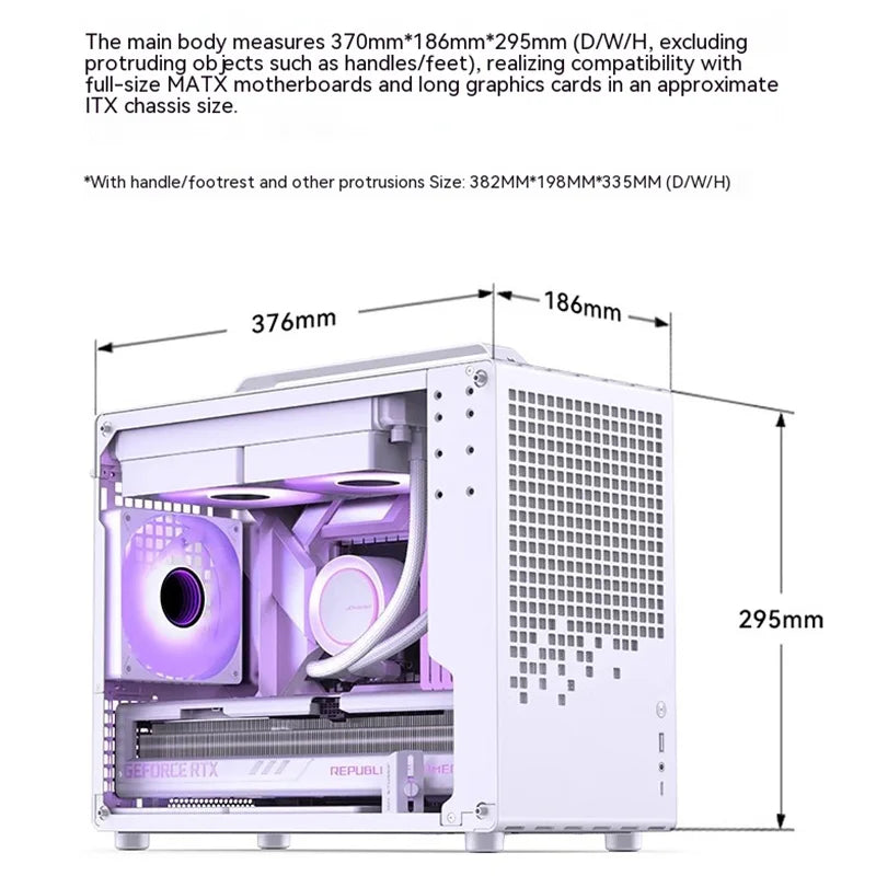 JONSBO Z20 MATX Chassis Detachable Portable Mini Desktop Gaming Computer Chassis Transpare PC Support 363mm Graphics ATX Power