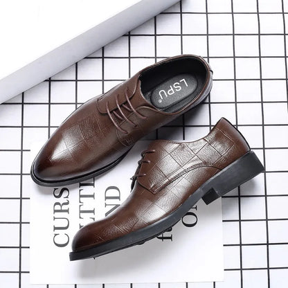 Men's Business Leather Shoes 2024 Pointed Toe Heightened Men Formal Leather Shoes Outdoor Leisure Breathable Trendy Shoes Tenis