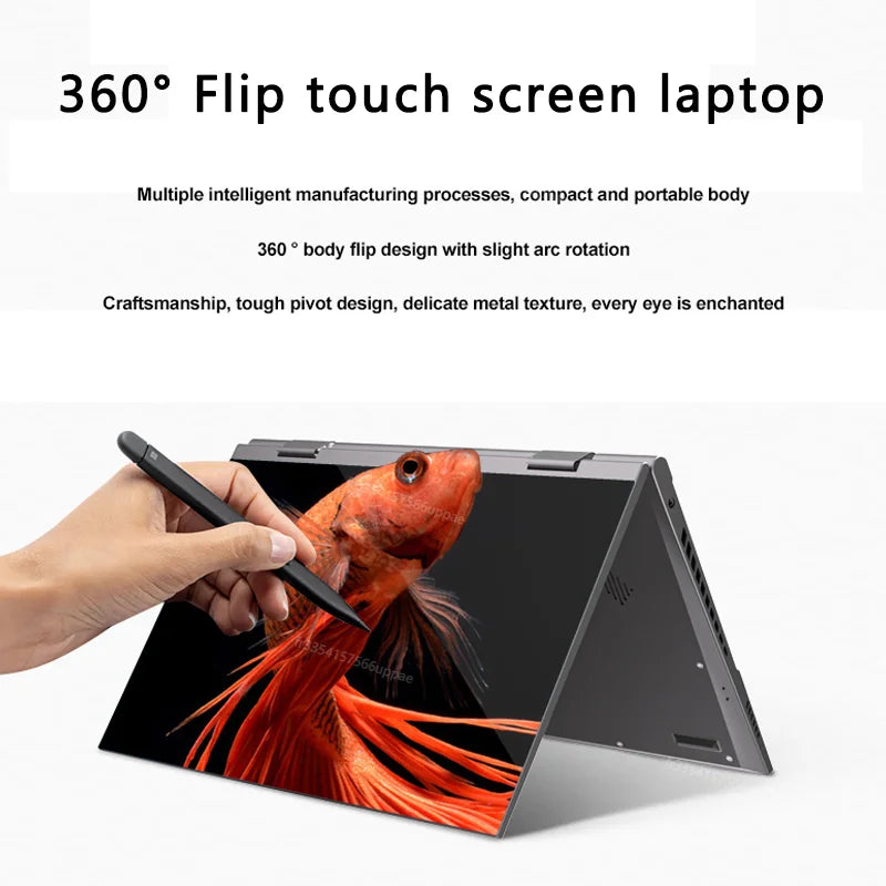 New 10.95 inch 360° Flip OLED Touch Screen Laptop Windows 11 Intel N95 16GB DDR5 RAM 2TB SSD ROM Aluminum alloy body