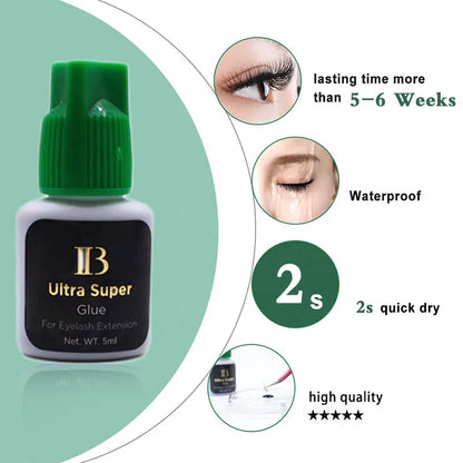 IGLUE 20bottles IB Ultra Super Glue Fast Drying Eyelash Extensions IB Green Cap 5ml False Lash Glue Makeup Tools Korean Original