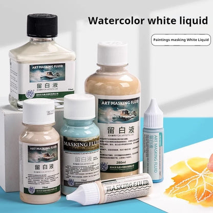 Art Masking Fluid 18/30/75 ml Stay White Pigment Cover Liquid Stationery Watercolor Painting Bottle School Office Art Supplies