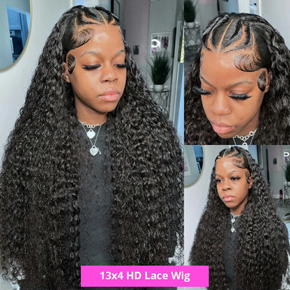 Wigs Brazilian Kinky Curly Human Hair Wigs 180% Density Pre Plucked 13x4 Lace Frontal Wig  Remy Hair Deep Curly Lace Front Wigs