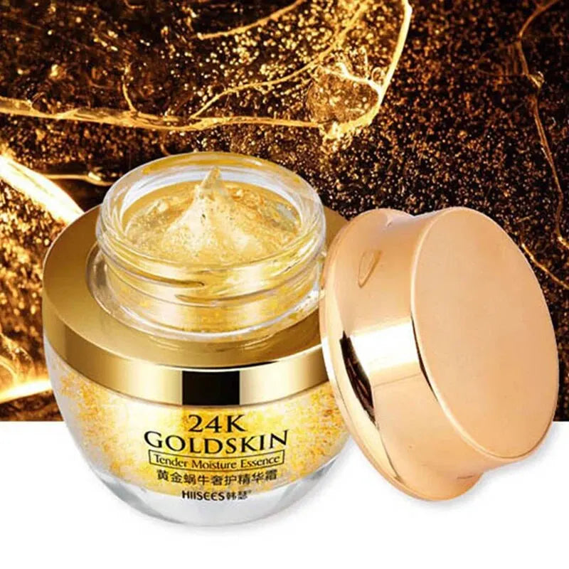 24K Gold Snail Collagen Cream Set - 3-Piece Moisturizing, Oil Control, and Skin Revitalization Kit - Luxurious Facial Beauty Essentials