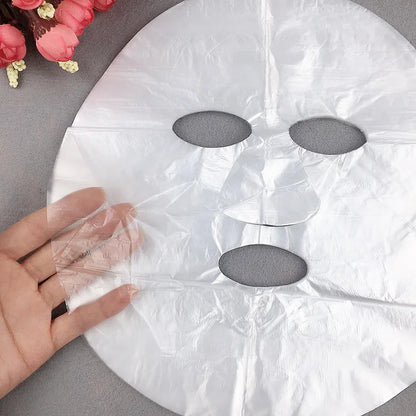 Disposable Face Plastic Film Full Face Cleaner Mask Neck Stickers Paper Transparent PE Masks Wrap Facial Beauty Healthy Tool