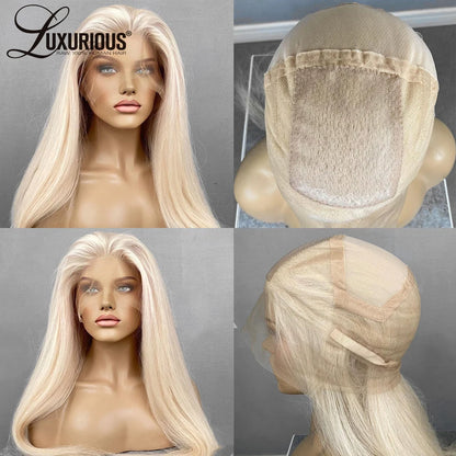 Silk Base Full Lace Wigs For Women Humna Hair 613 Blonde Lace Front Wig Straight Natural Black Transaprent Silk Top Lace Wig