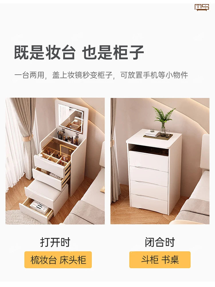 Modern and Simple Small Dressing Table Girly Style Integrated Multi-functional Dresser + Cabinet + Stool for Bedroom