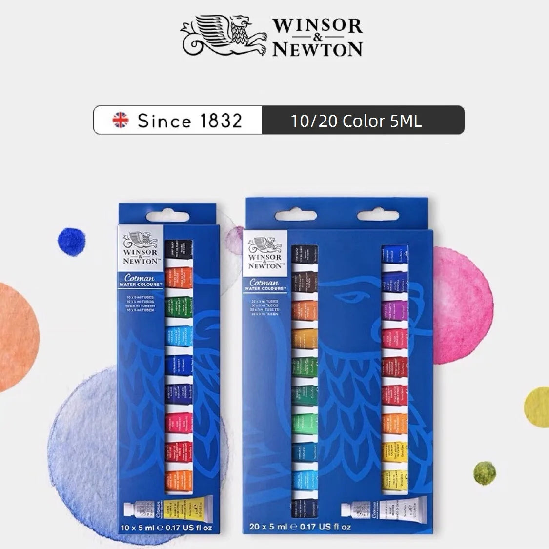 Winsor & Newton Cotman Watercolor Paint Set 10/20 Colors 5ml (0.17-oz) Aluminum Tubes Beginners Aquarela Painting Art Supplies