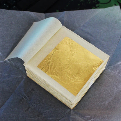 Real Gold Leaf Sheets for Food and Cake Decoration, Real Gold Foil, Gilding, DIY Painting, Arts and Crafts, 100PCs, 24K