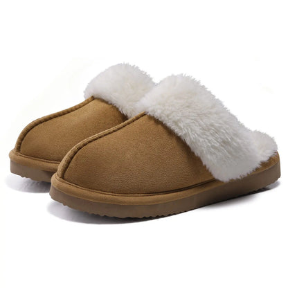 Bebealy Indoor Home Fluffy Slippers For Women Winter Fluffy Suede Fur Shoes For Women Classic Cozy Padded Slippers House Shoes