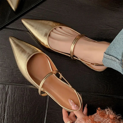 Elegant Women Shoes Designer Flats Females Work Shoes Luxury Leather Sandals Sexy Slingback Pointed-toe Pumps Party Dress Shoes