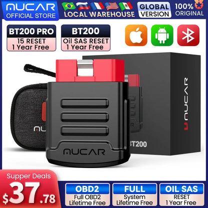 MUCAR BT200 Automotive Diagnostic Tools Obd 2 Bluetooth Wifi Scanner for All Cars Auto Obd2 Tester 15 Resets Diagnosis